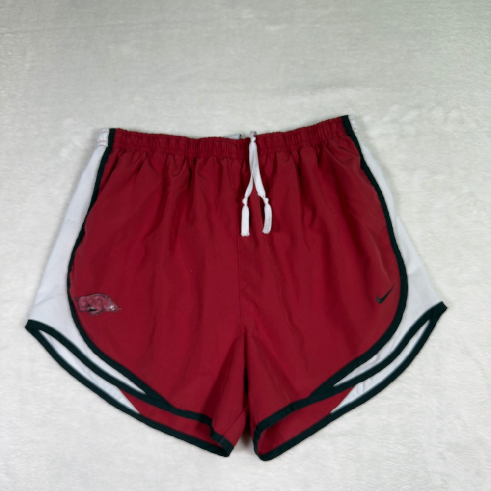 Nike Dri‎ Fit Running Shorts Red White Arkansas Razorbacks Logo Womens Medium
